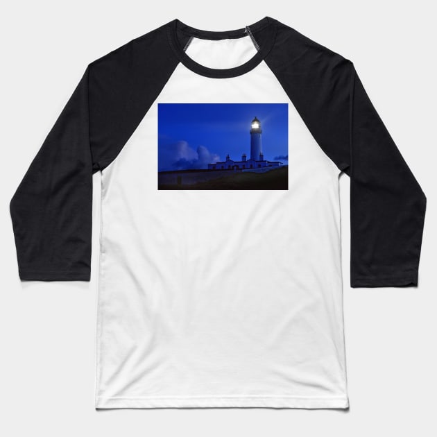 Mull of Galloway Lighthouse light flash at night, Scotland Baseball T-Shirt by richflintphoto